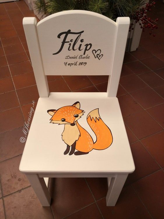 Handmålad Barnstol med 1 figur