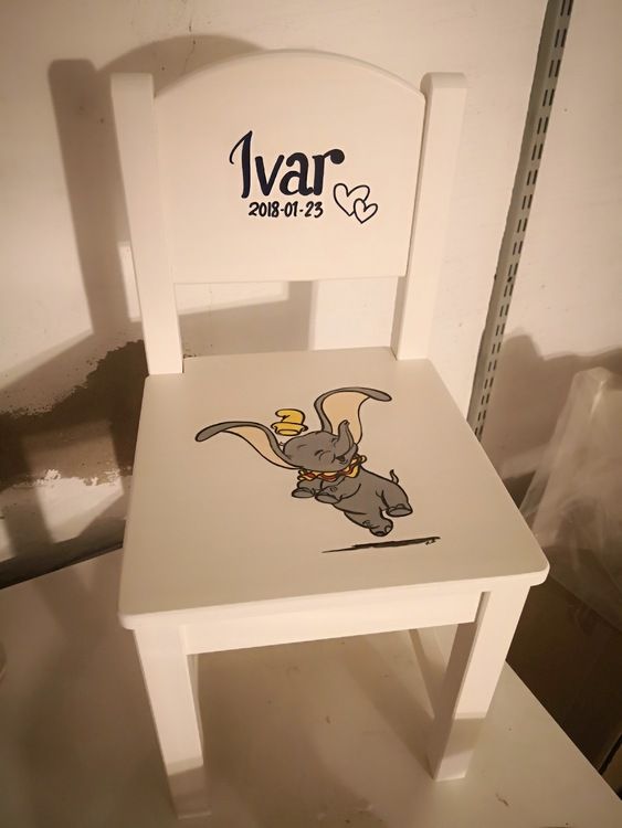 Handmålad Barnstol med 1 figur