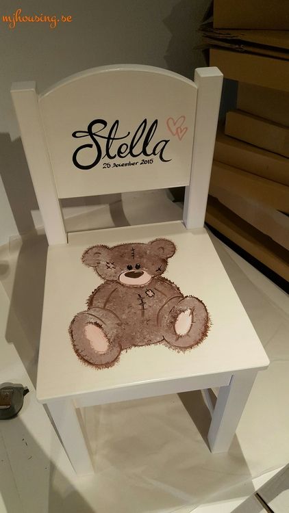 Handmålad Barnstol med 1 figur