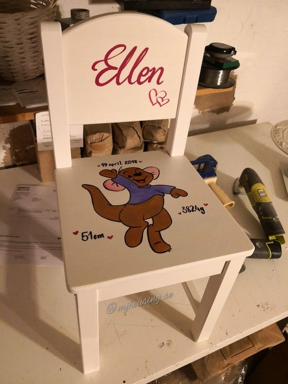 Handmålad Barnstol med 1 figur