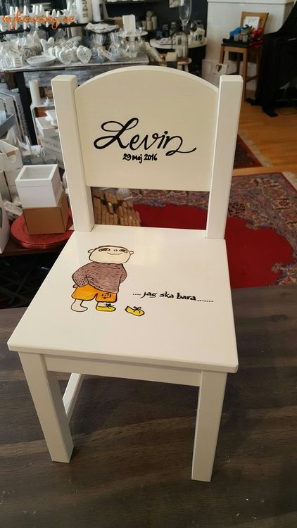Handmålad Barnstol med 1 figur