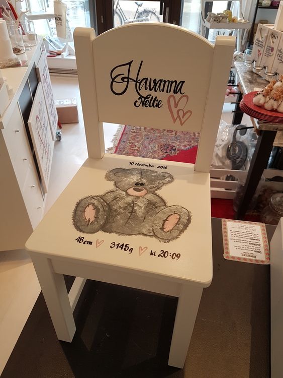 Handmålad Barnstol med 1 figur