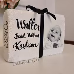 Handtextad sten med Foto