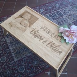 Sängbricka med Foto och personlig text