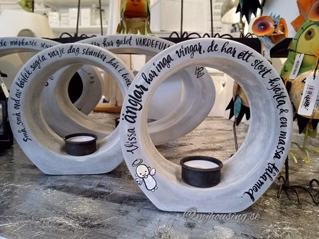 Handtextad Betongljushållare med dina ord & tankar