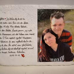 Handtextad sten med Foto