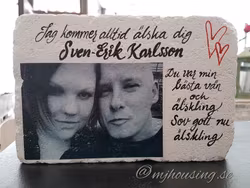 Handtextad sten med Foto