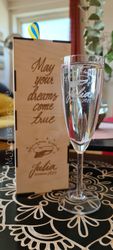 Champagneglas med Trälåda