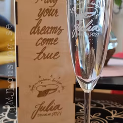 Champagneglas med Trälåda