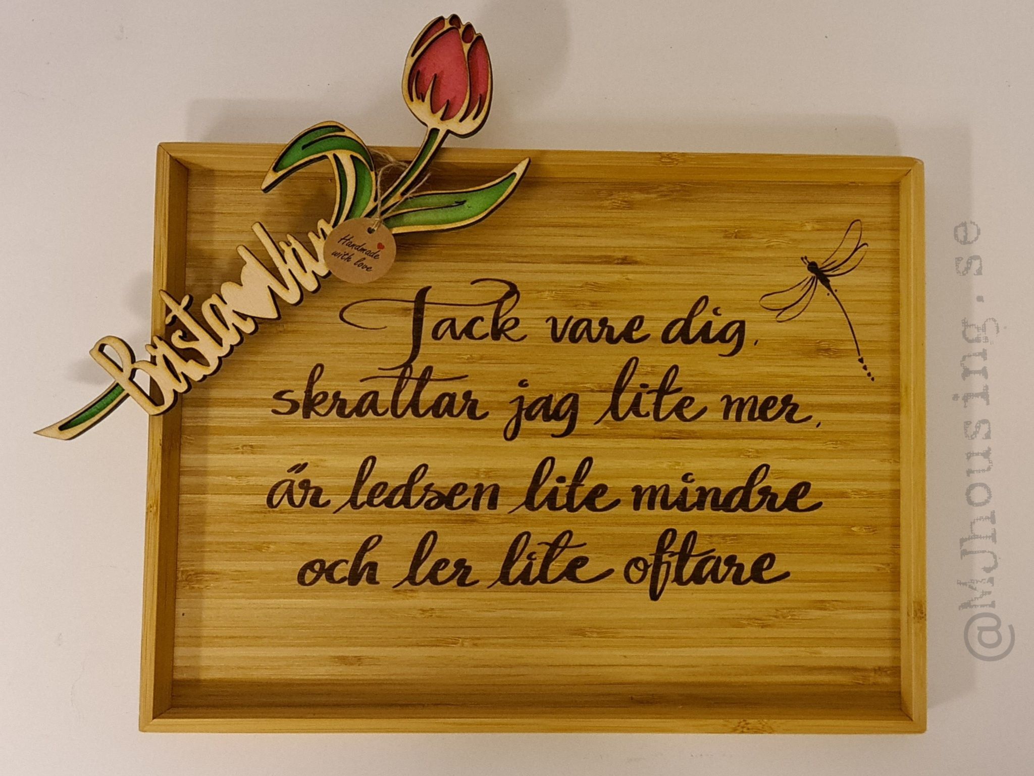 Bricka Bästa Vän med Tulpandekoration