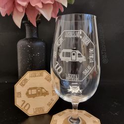Graverat Ölglas med Glasunderlägg
