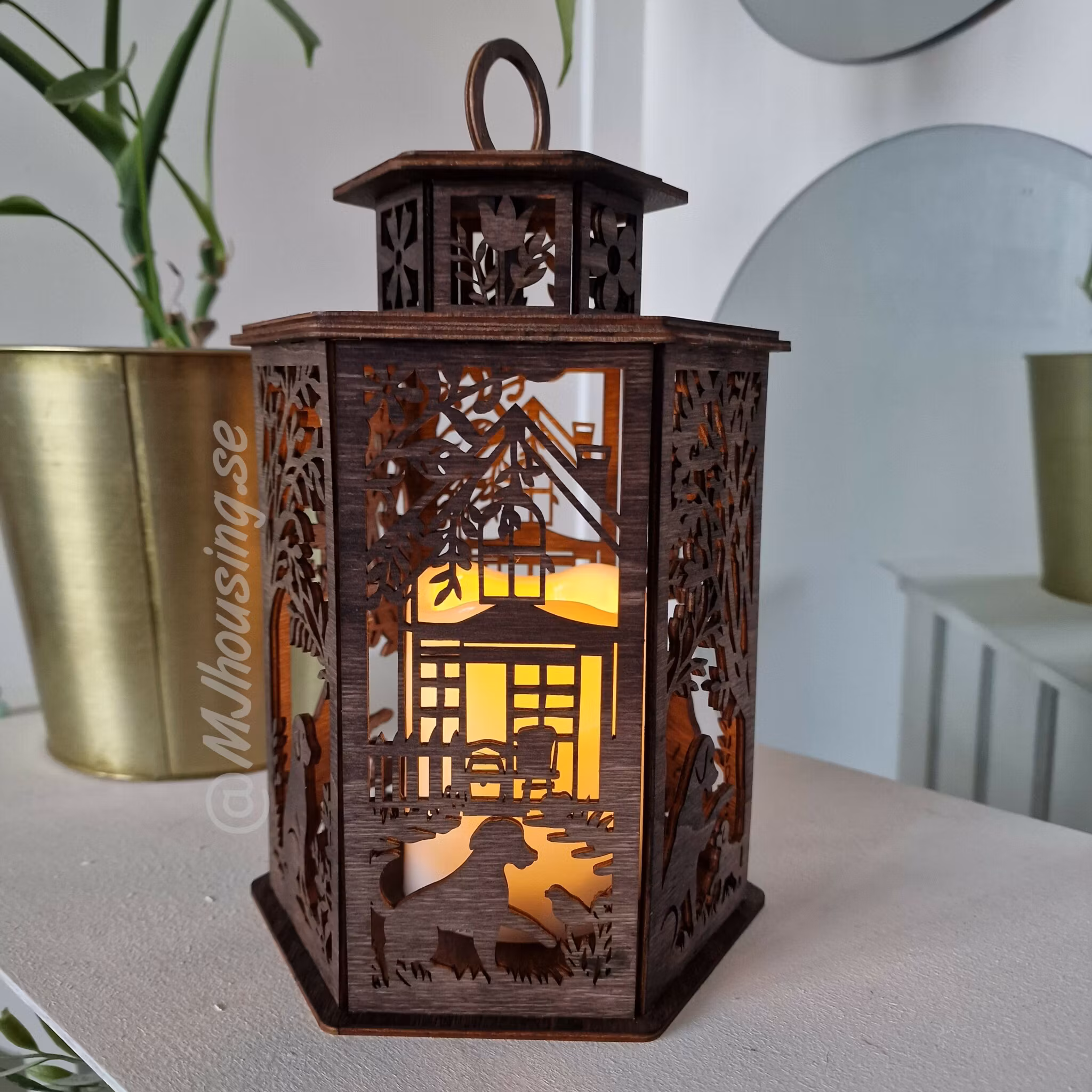 Trälykta med Ledljus