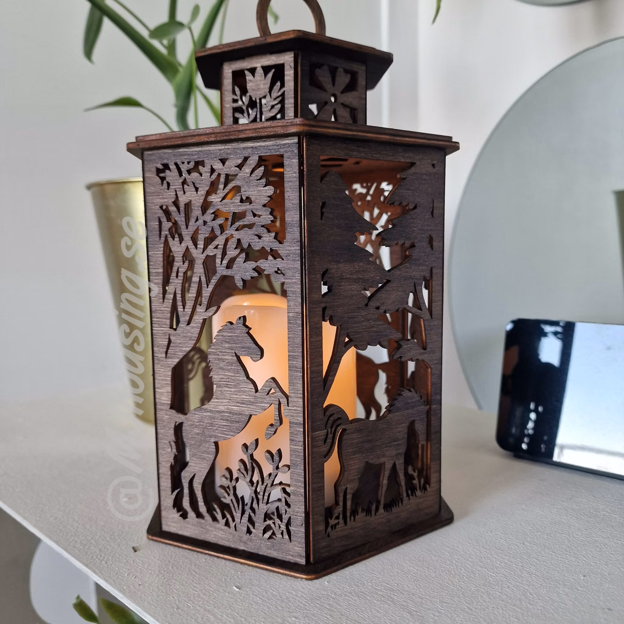 Trälykta med Ledljus