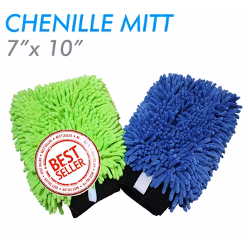 Chenille Mitt Microfiber vaskehanske 18x25 cm, Grønn farge