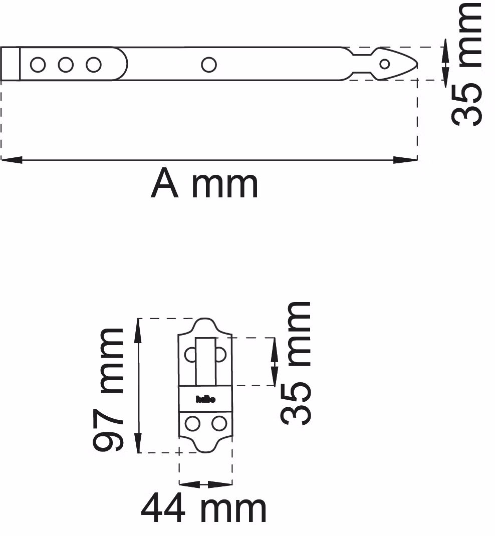 Stabelhengsel 214 Varmgalvanisert 300 mm til Kastanjeport