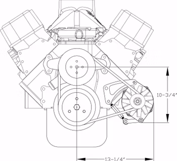 2027, Chevy BB billet generatorfäste, låg montering kort pump