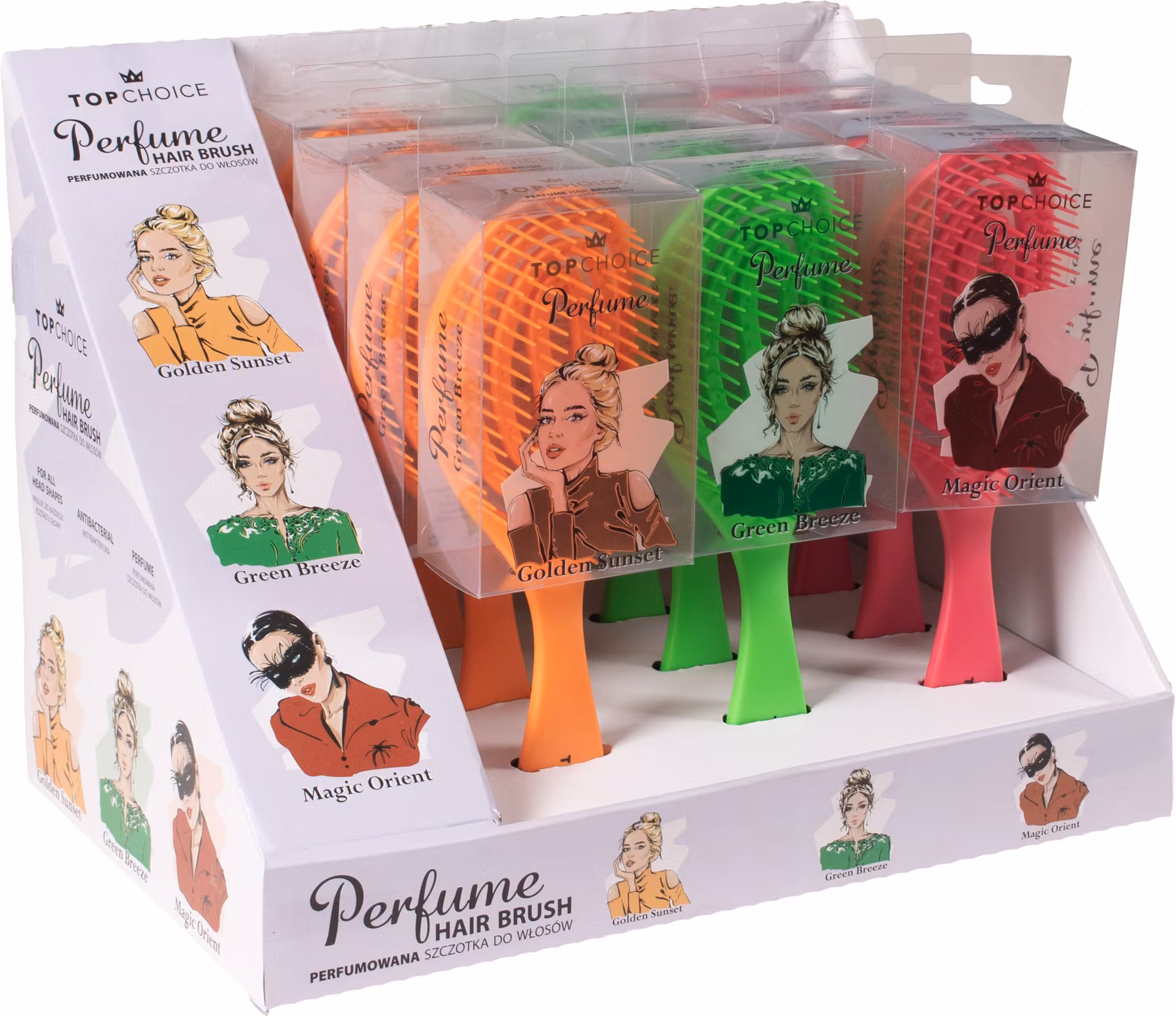 Top Choice Scented Hair Brushes 12-pack