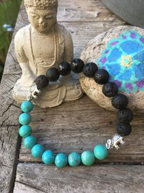 Armband Lavasten Turkoser Elefanter