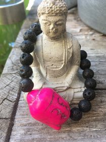 Armband Lavasten Buddha Rosa