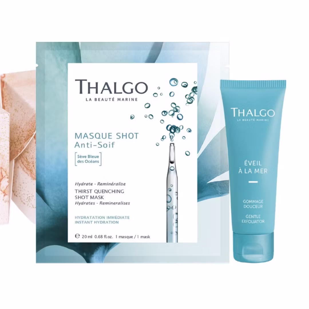 Thalgo - Gentle Exfoliator 50ml + Thirst Quenching Shot Mask 20ml  - Fukt set