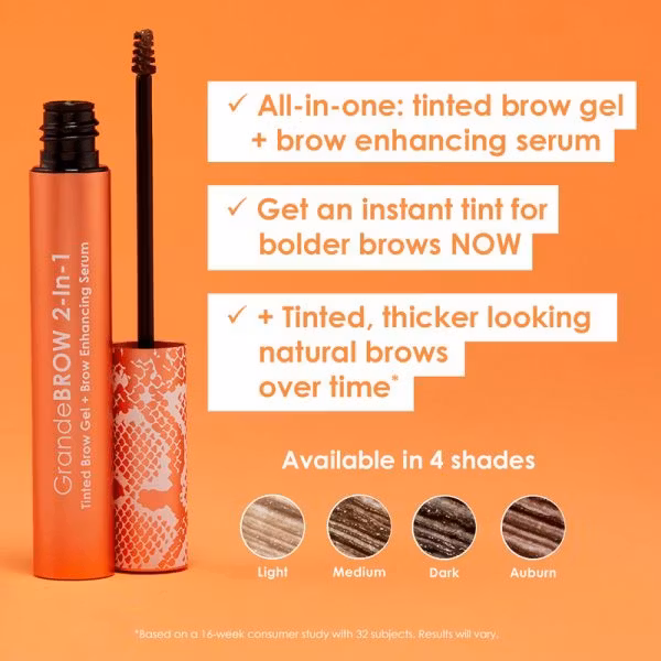 GrandeBROW 2-In-1 Tinted Brow Gel + Brow Enhancing Serum - MEDIUM