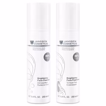 Janssen Cosmetics - Demanding Skin, Brightening Face Cleanser + Face Freshener, 250ml - rensemelk og toner