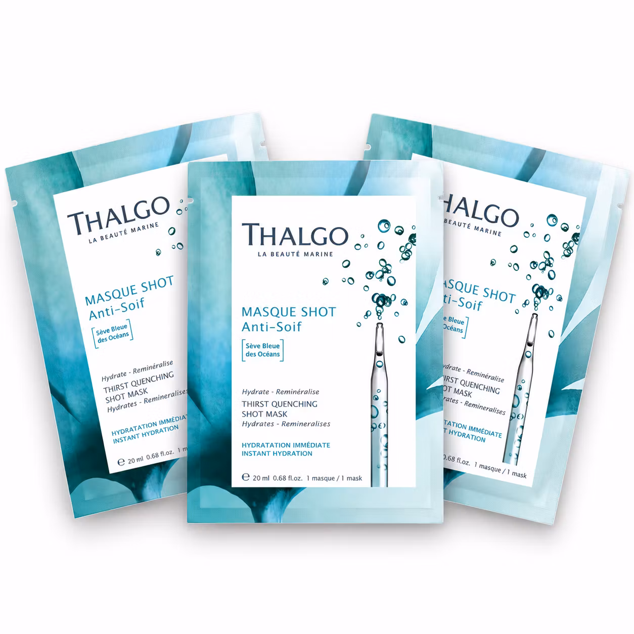 THALGO Thirst Quenshimg Shot Mask 3 stk - sheet maske - gir masse fukt til dehydrert hud