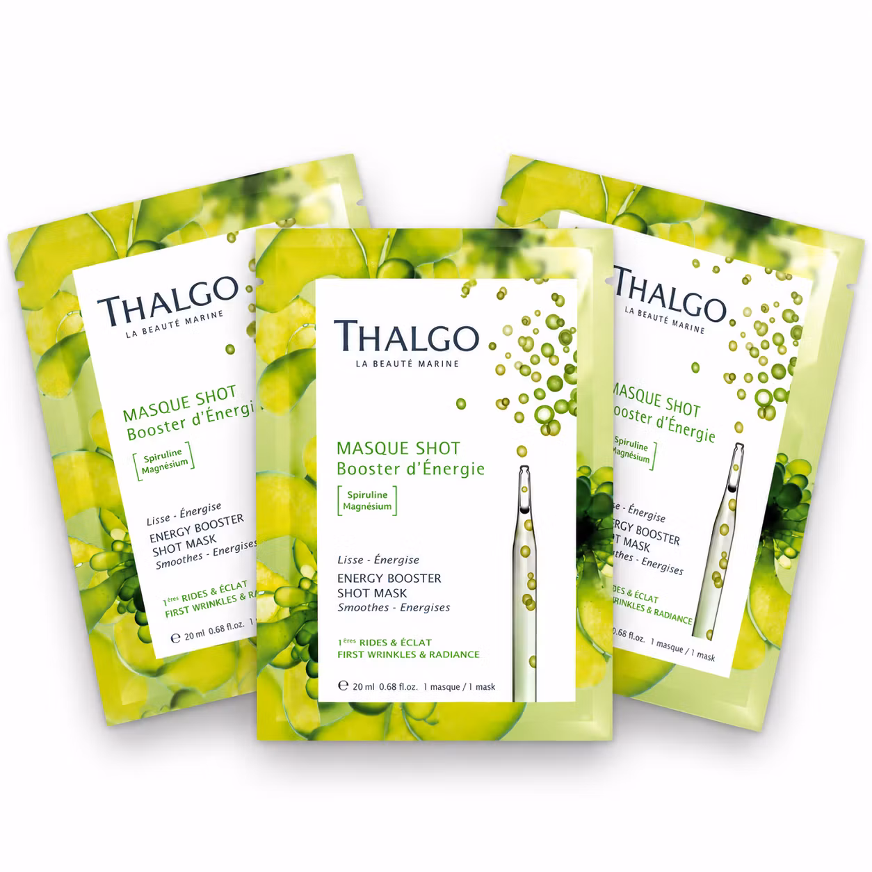 THALGO Energy Booster Shot Mask 3 stk. - sheet maske - gir glød og vitalitet til en matt, sliten hud
