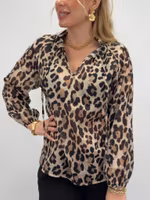 Leo print cotton blouse