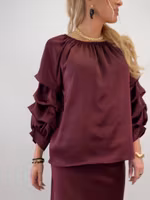 Shiny blouse with puff sleeves