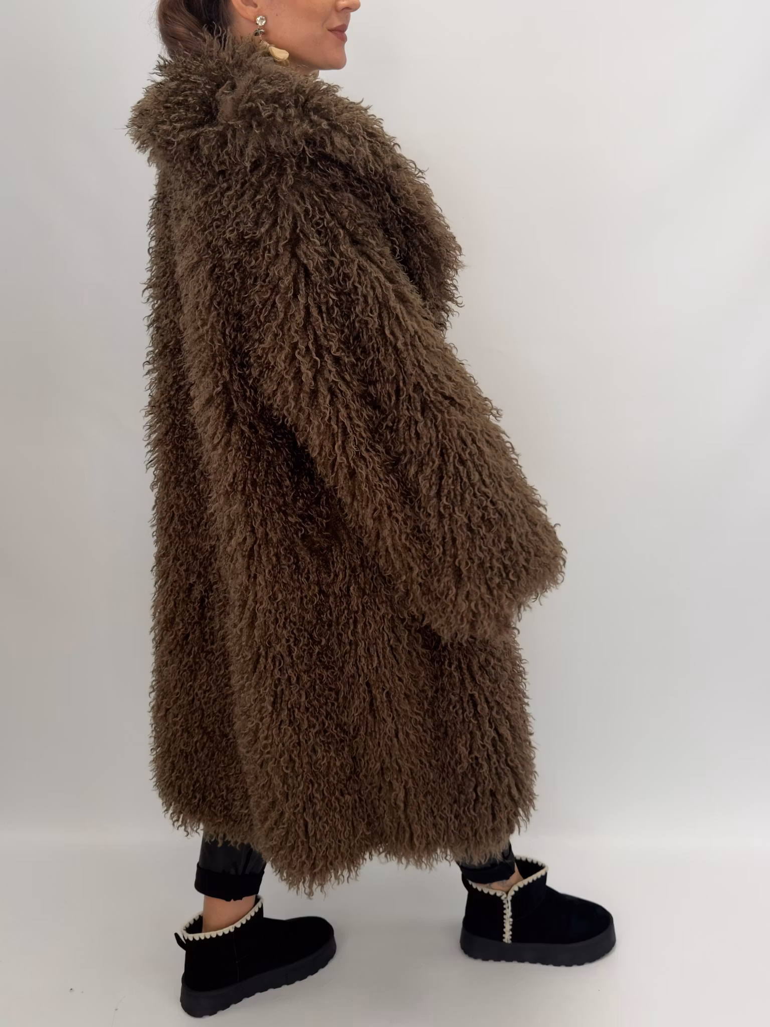 Lång jacka i fuskpäls