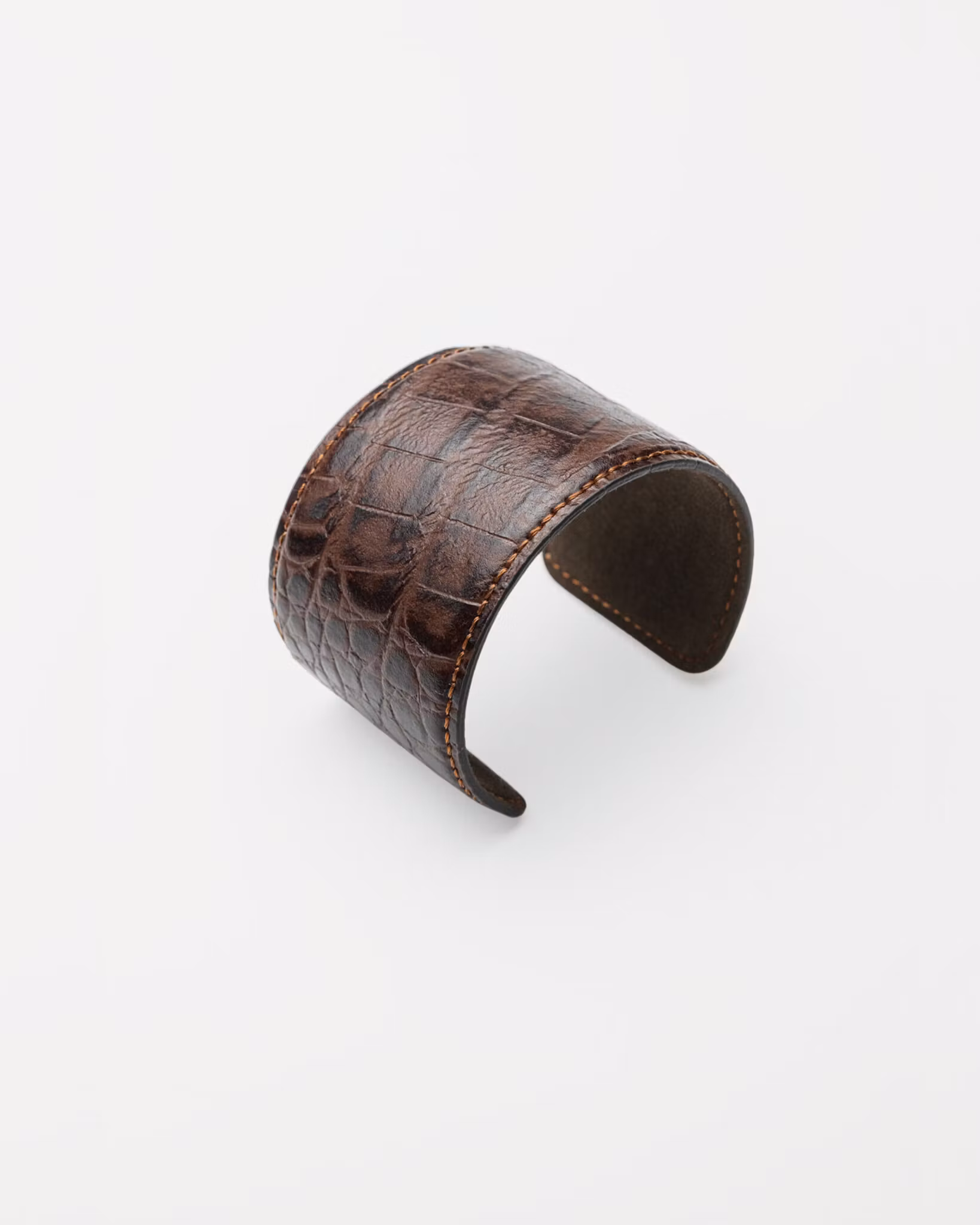 Leather croco cuff bracelet