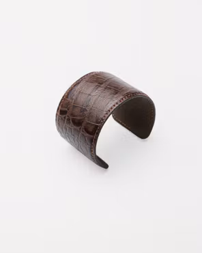 Leather croco cuff bracelet