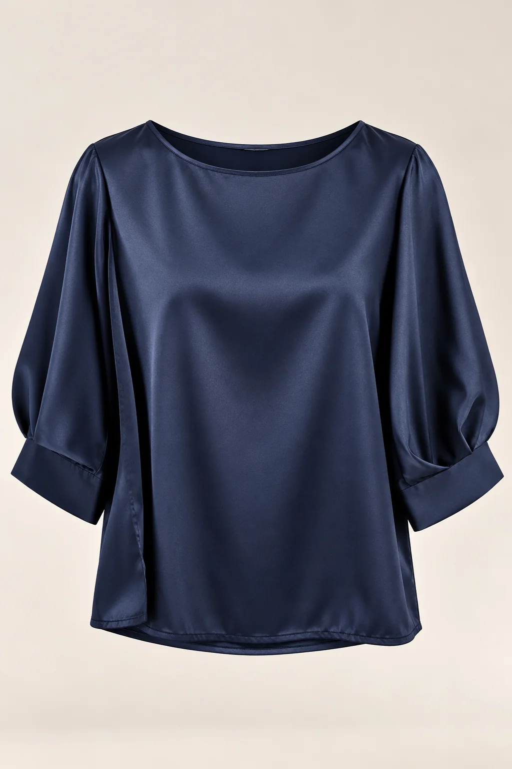 Louise - Sateen Blouse w 3/4 puff sleeves