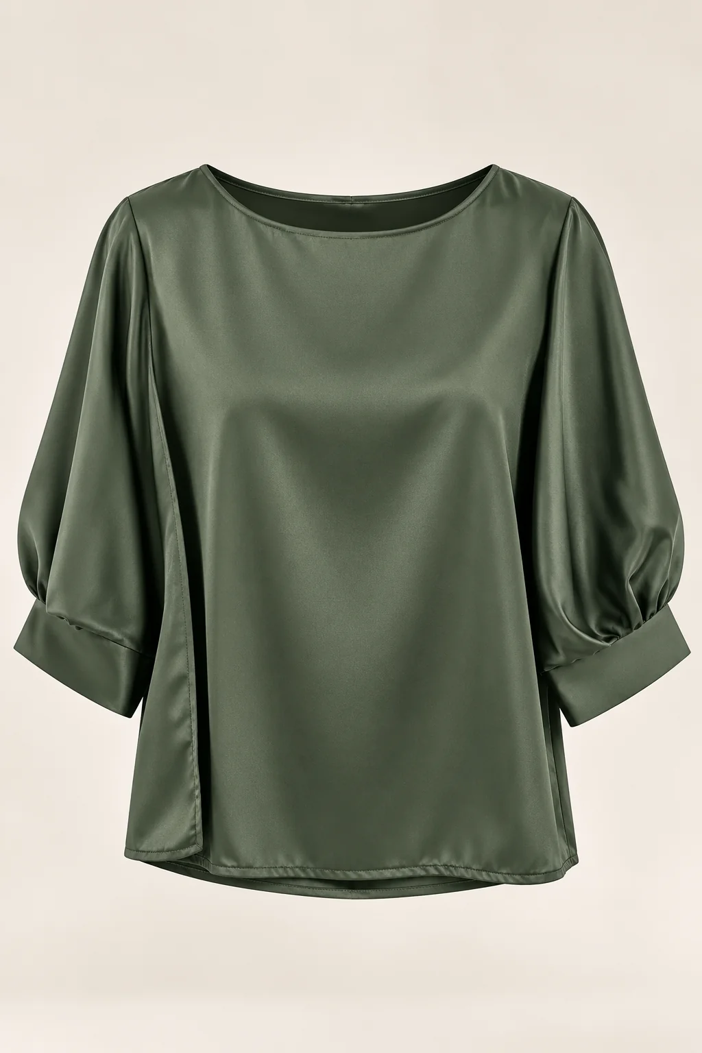 Louise - Sateen Blouse w 3/4 puff sleeves
