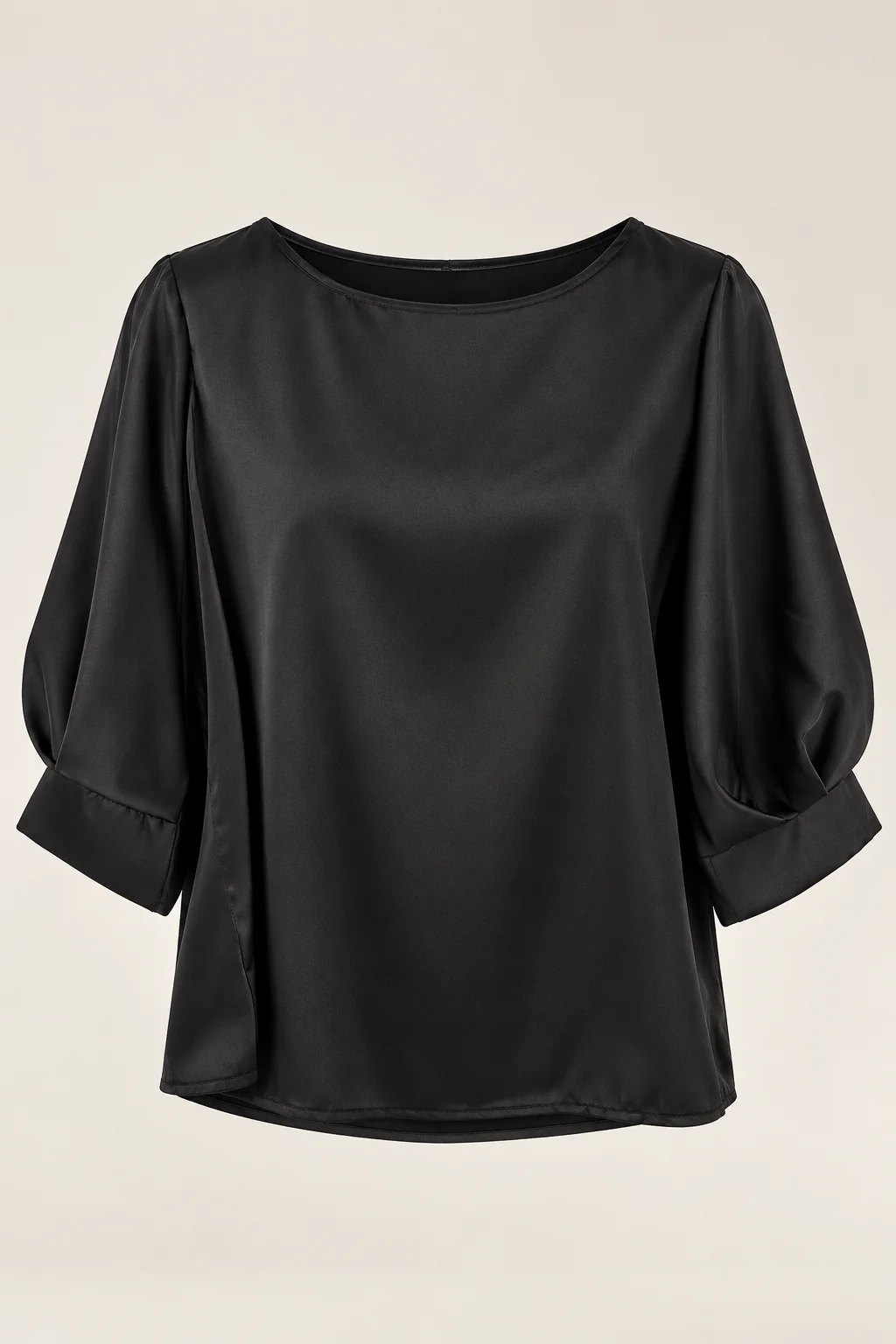 Louise - Sateen Blouse w 3/4 puff sleeves