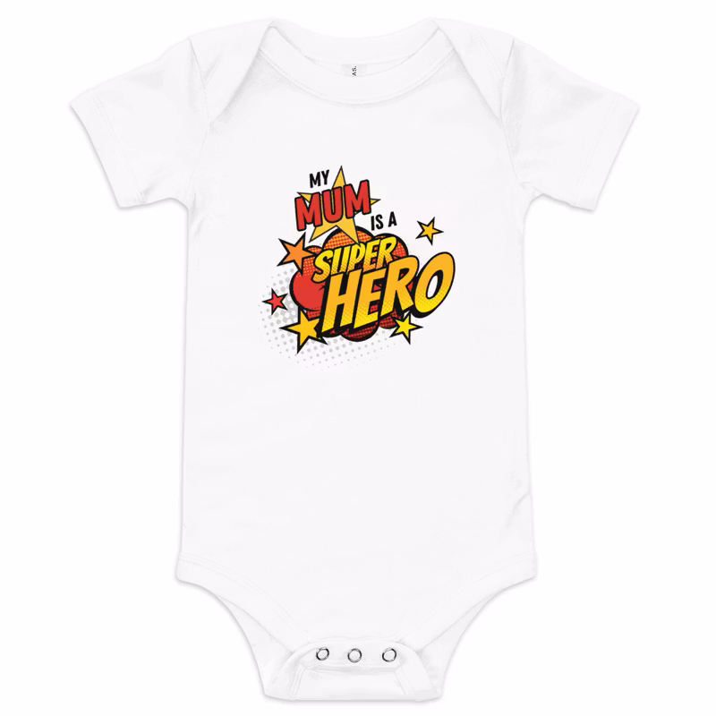 Superhero Mum Baby short sleeve one piece bodysuit