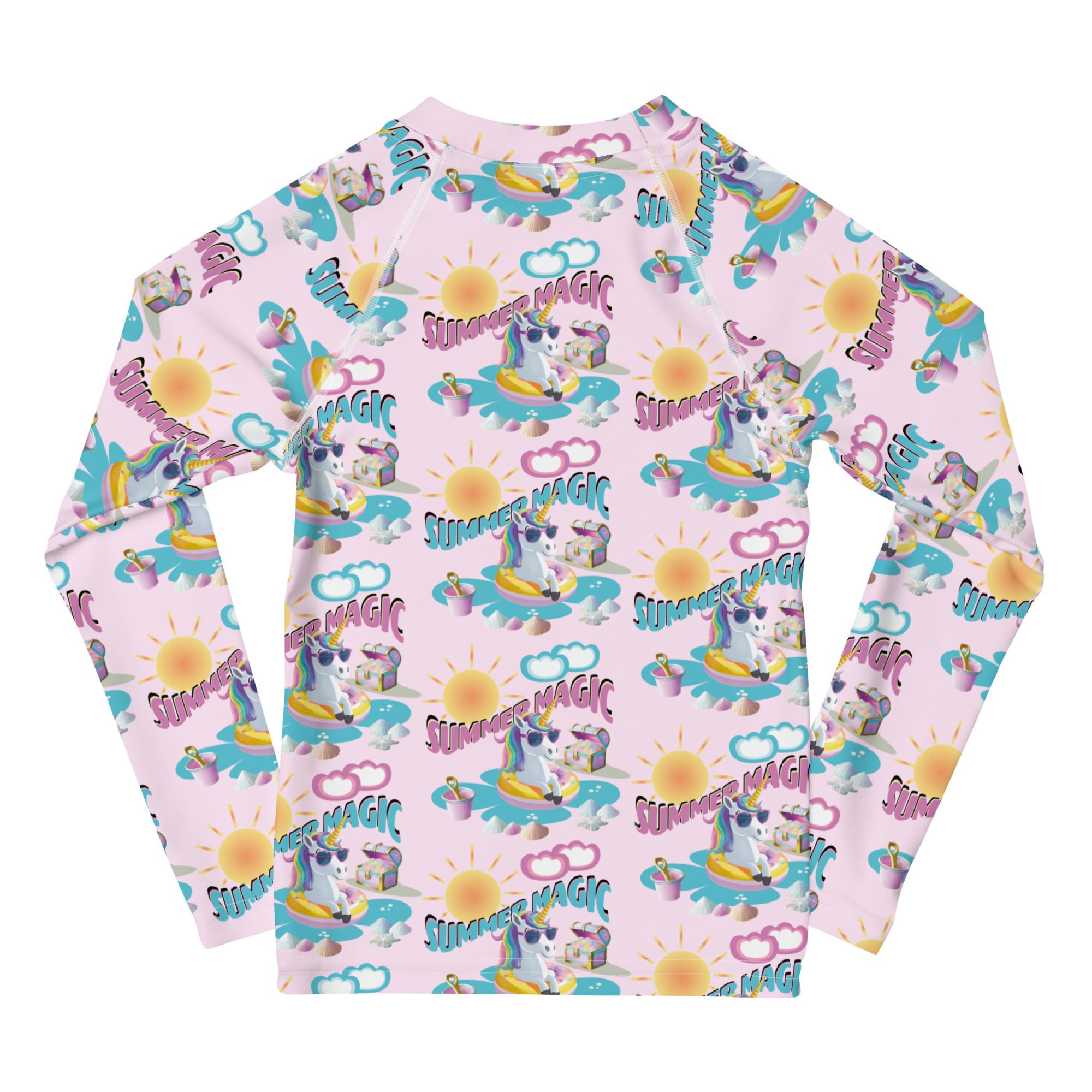 Summer Magic Unicorn Kids Rash Guard Pink