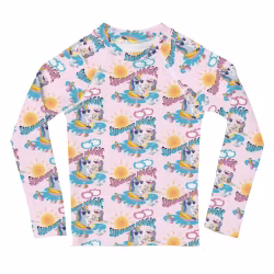 Summer Magic Unicorn Kids Rash Guard Pink