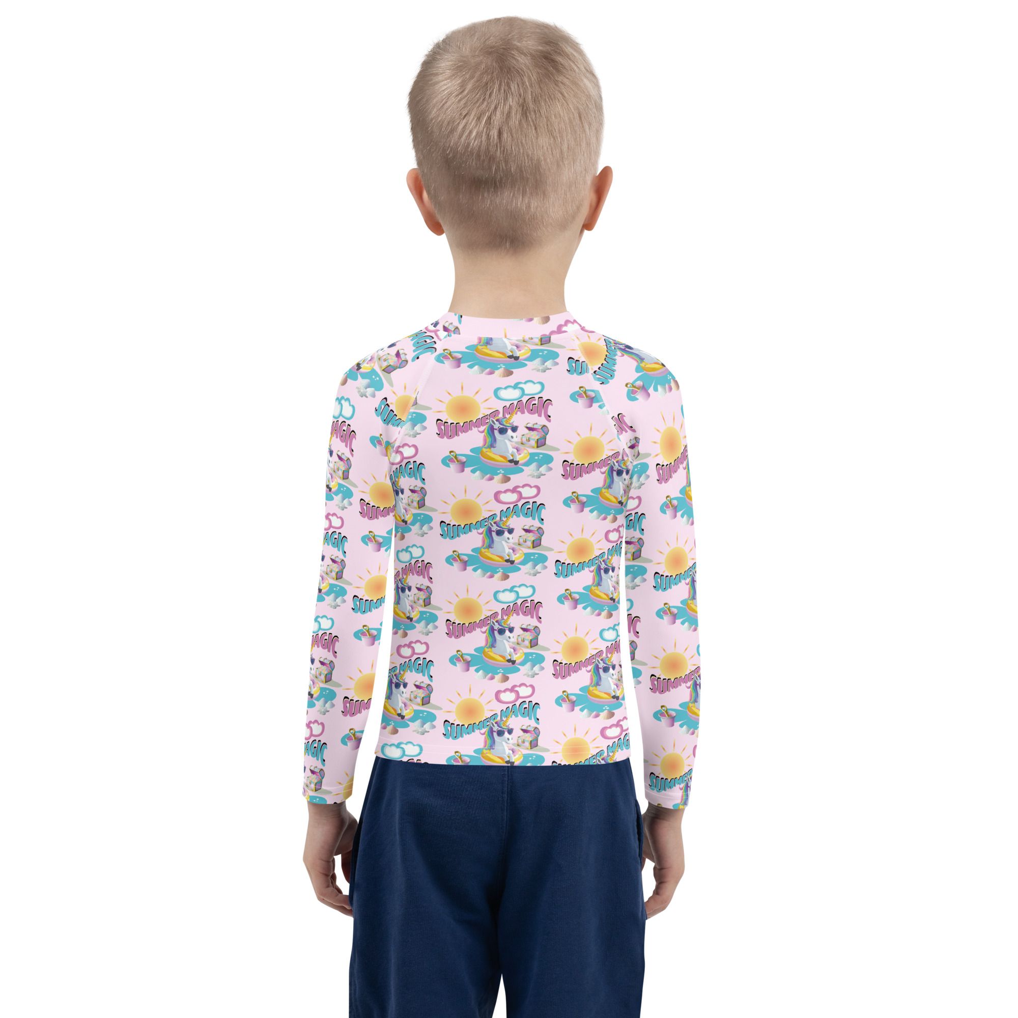 Summer Magic Unicorn Kids Rash Guard Pink