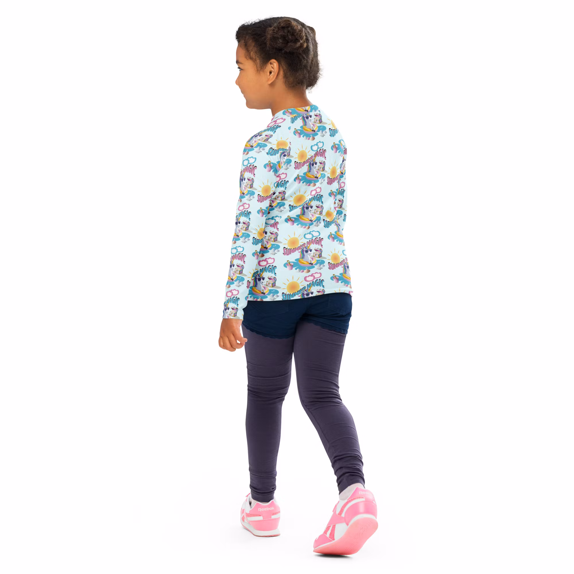 Summer Magic Unicorn Kids Rash Guard Blue
