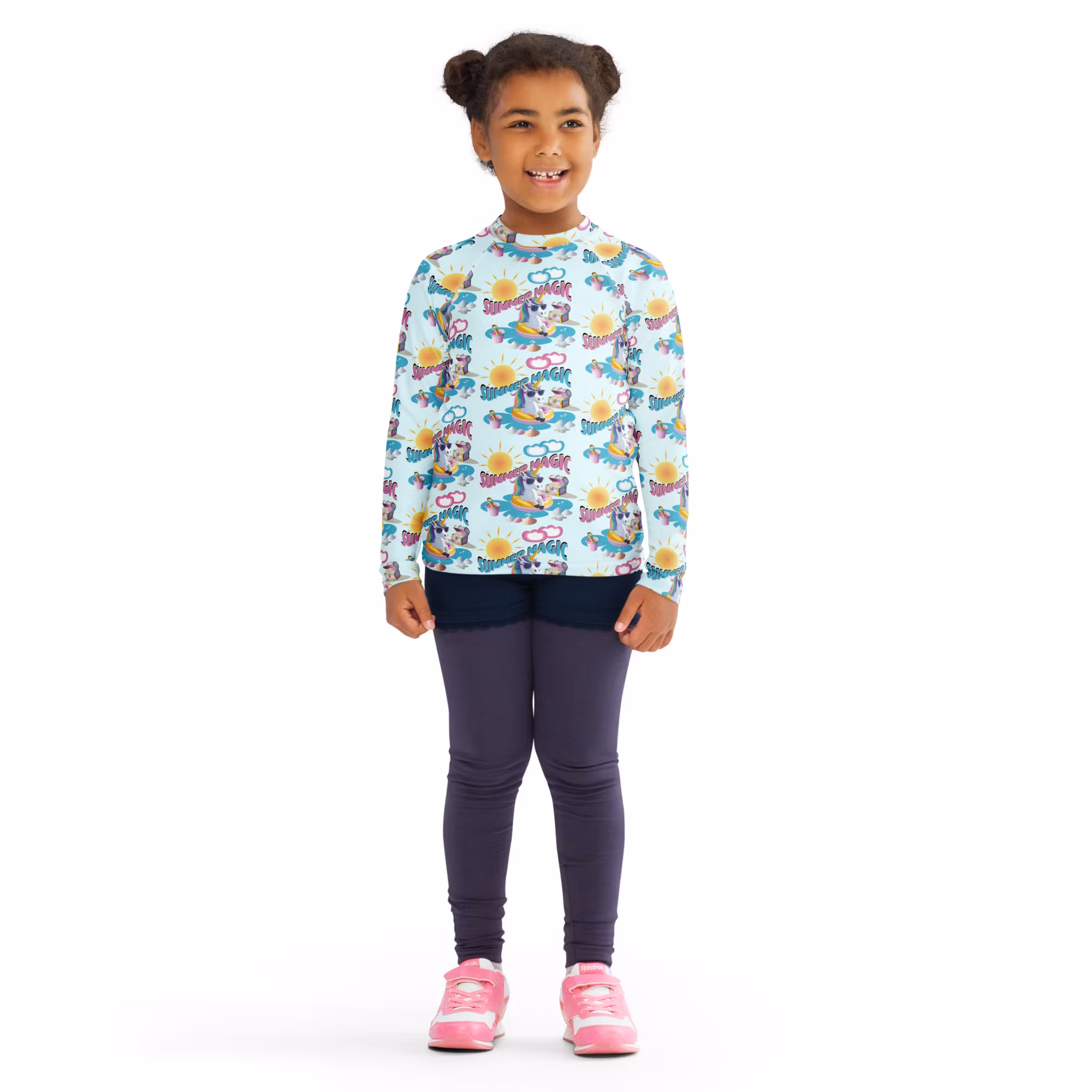 Summer Magic Unicorn Kids Rash Guard Blue