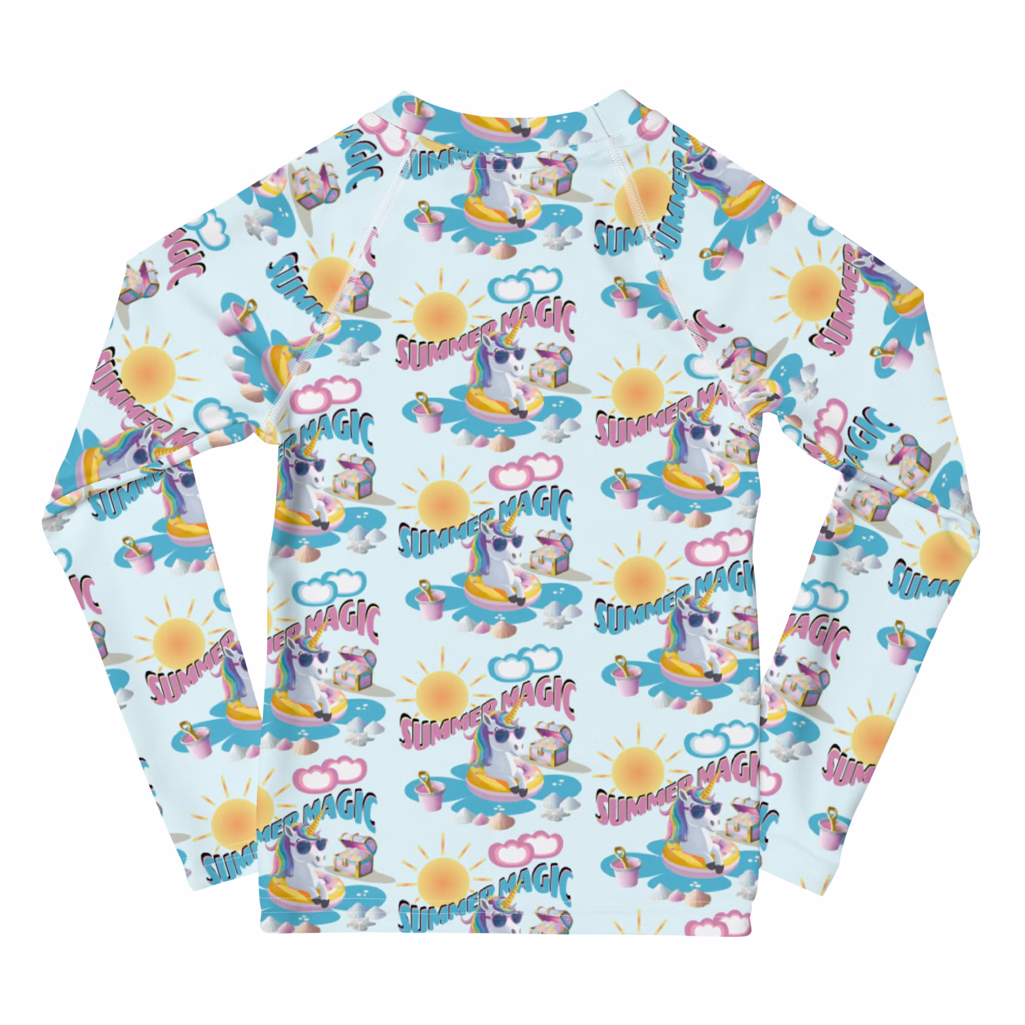 Summer Magic Unicorn Kids Rash Guard Blue