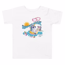 Blue Summer Magic Unicorn Toddler Short Sleeve T-shirt