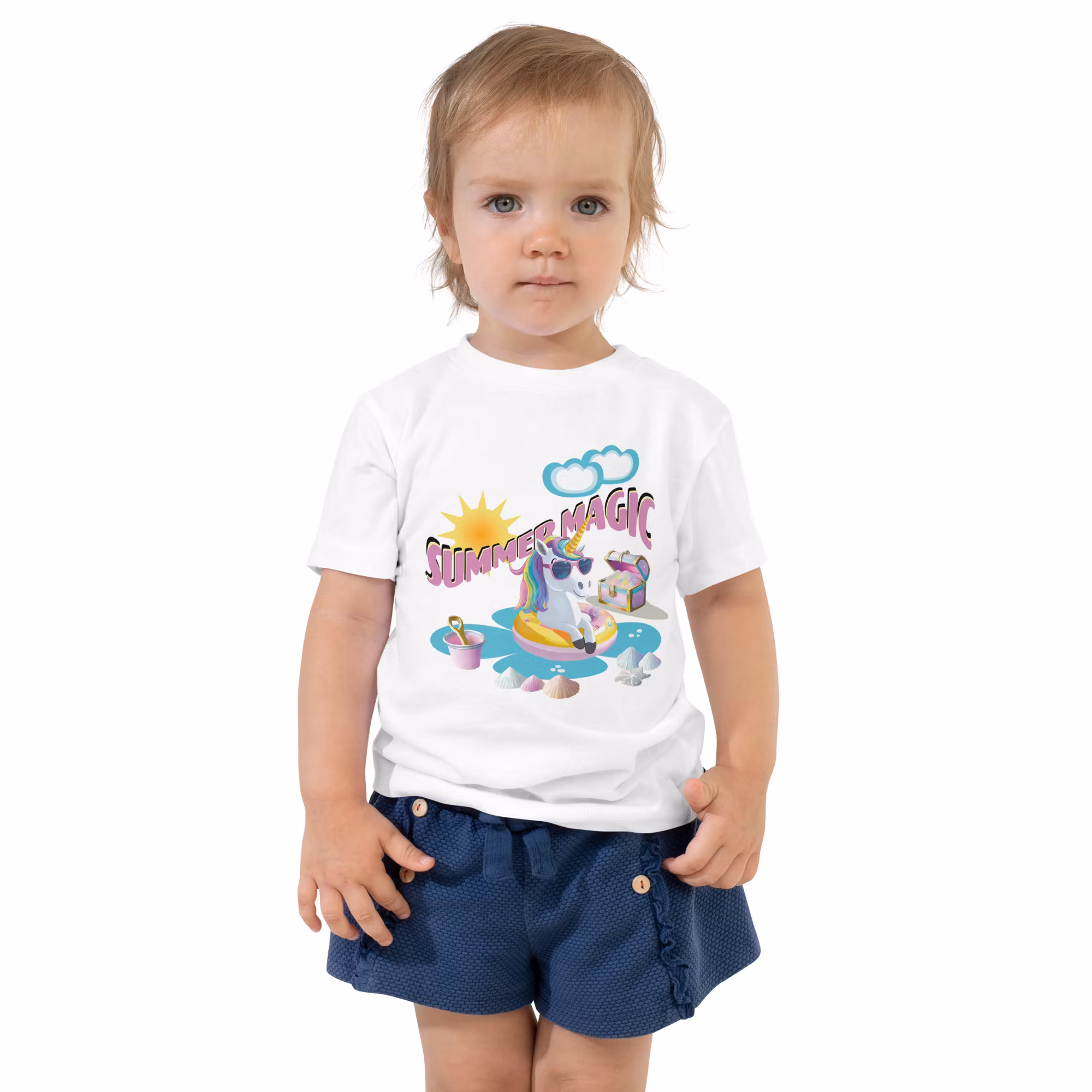 Pink Summer Magic Unicorn Toddler Short Sleeve T-shirt