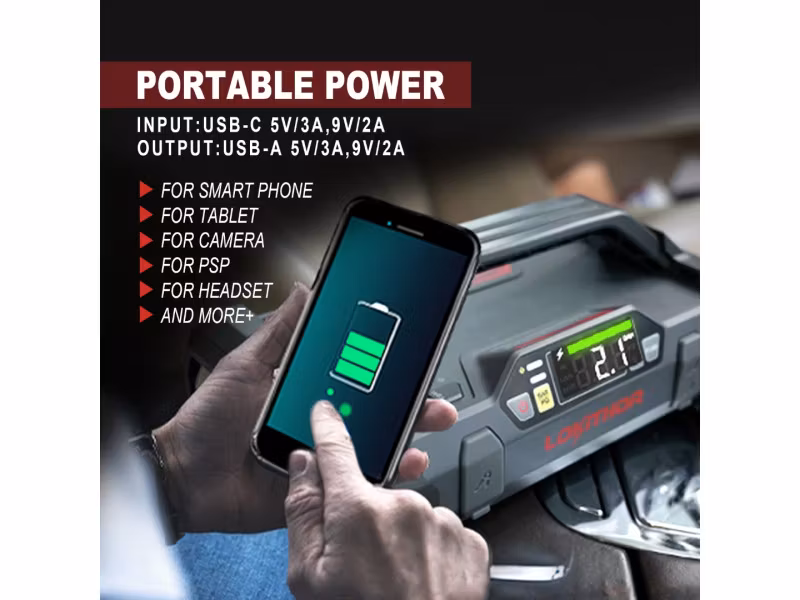 Startbooster/Starthjälp 2000A 12V 74Wh