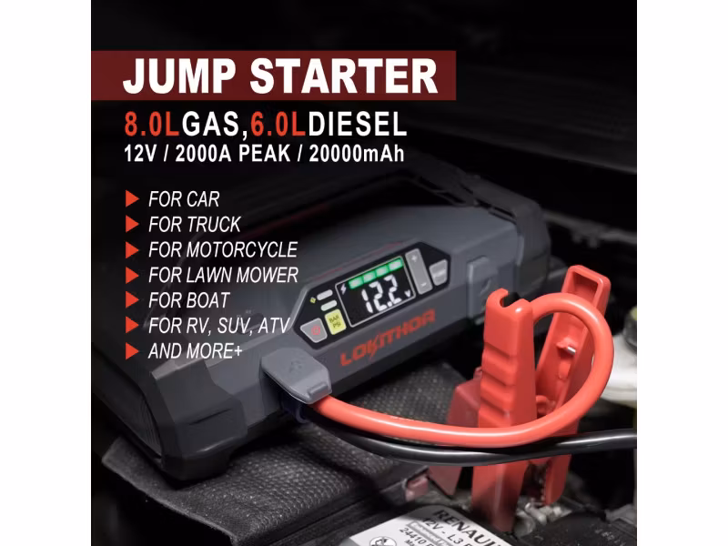 Startbooster/Starthjälp 2000A 12V 74Wh