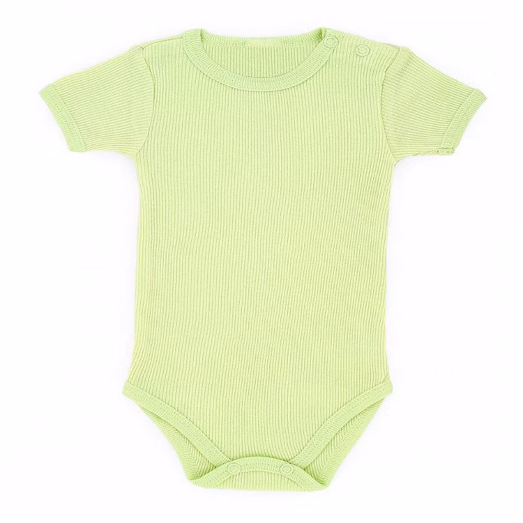 Ribbad grön kortärmad body