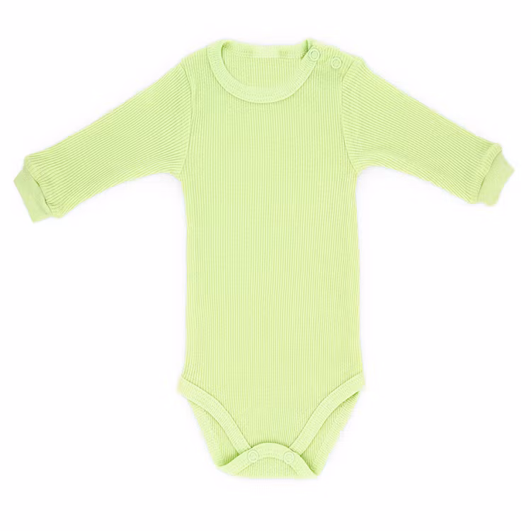 Ribbad grön långärmad body