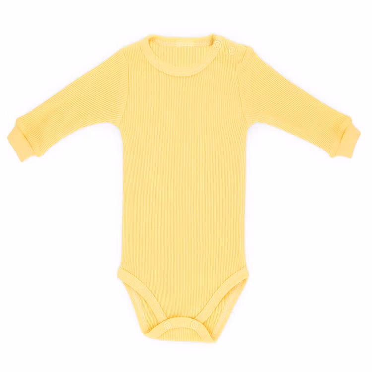 Ribbad gul långärmad body